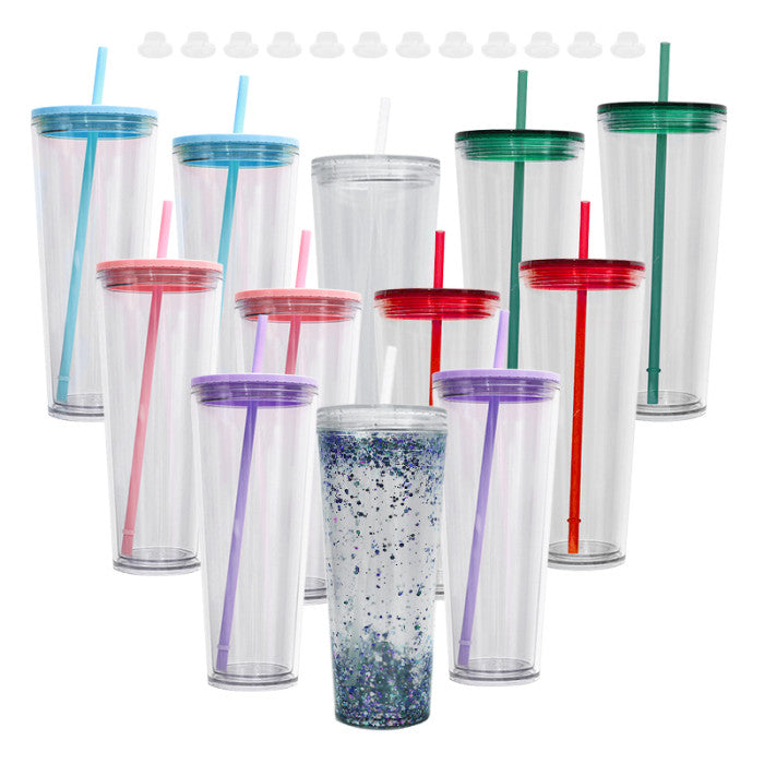 24oz COLOR LID Customized Snowglobe Tumbler