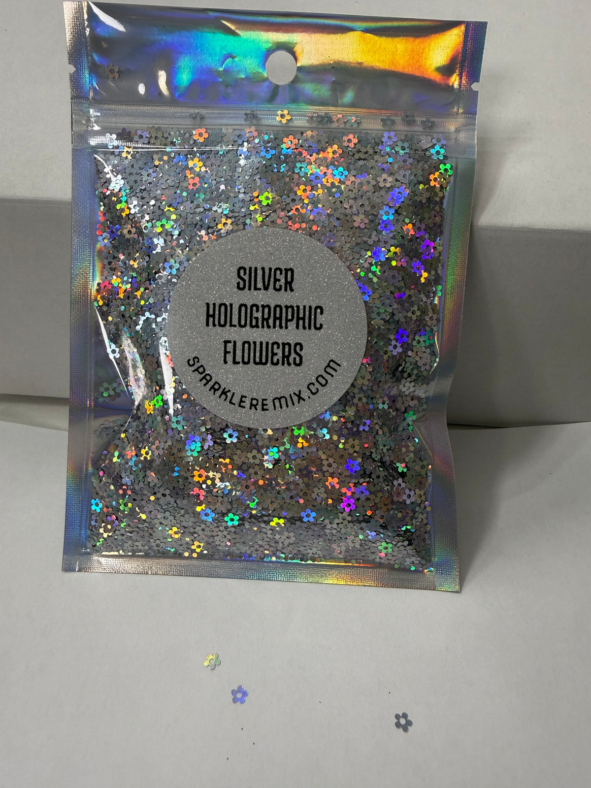Silver Holographic Flowers
