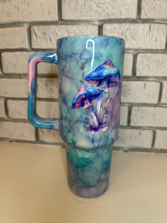 #13--40oz Handle- Watercolor Mushroom