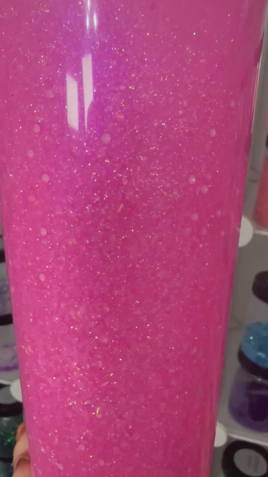24oz Snow Globe Tumbler- Pink Ombré Hourglass